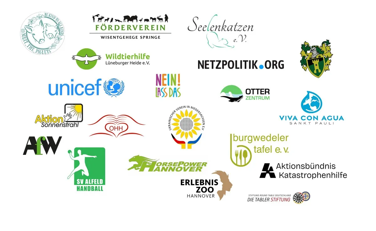 Logos der Hilfsprojekte, die dialog EDV unterstützt